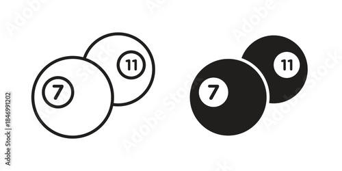 Billiard ball icon element in flat simple style. Thin stroke editable icons
