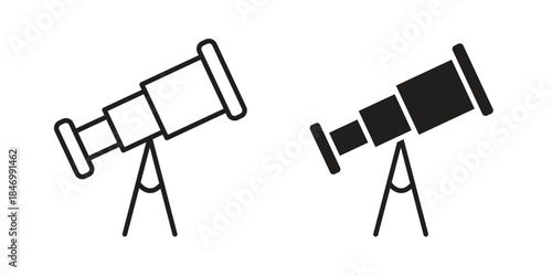 Boat Telescope icon element in flat simple style. Thin stroke editable icons