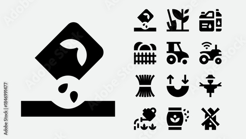Planting and Seeding Line Icons