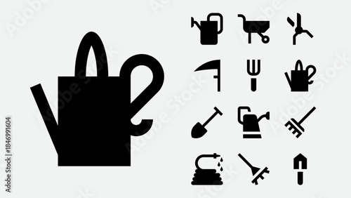 Garden Tools Line Icons Set