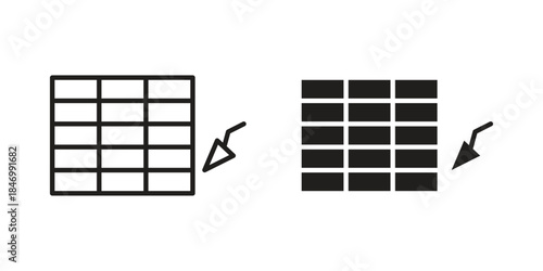 Brickwork icon element in flat simple style. Thin stroke editable icons