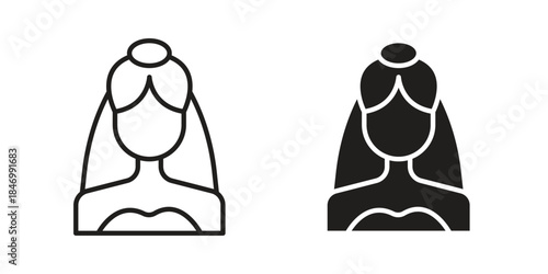 Bride icon element in flat simple style. Thin stroke editable icons