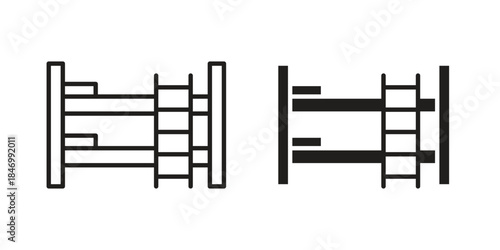 Bunk bed icon element in flat simple style. Thin stroke editable icons