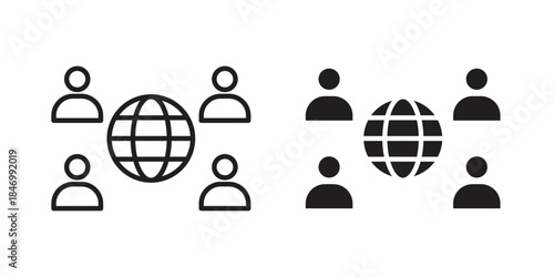 Business networking icon element in flat simple style. Thin stroke editable icons