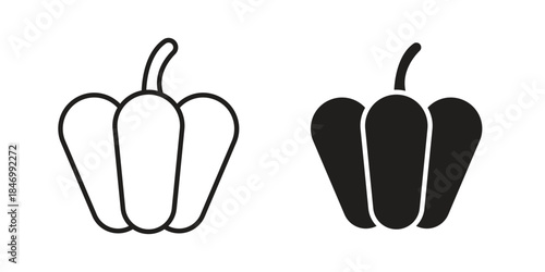 Capsicum icon element in flat simple style. Thin stroke editable icons