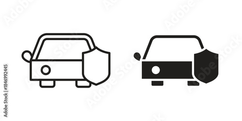 Car insurance icon element in flat simple style. Thin stroke editable icons