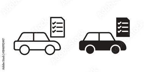 Car repair check list icon element in flat simple style. Thin stroke editable icons