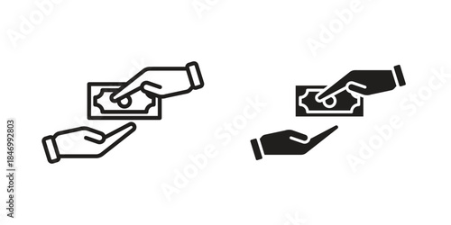 Cash on delivery icon element in flat simple style. Thin stroke editable icons