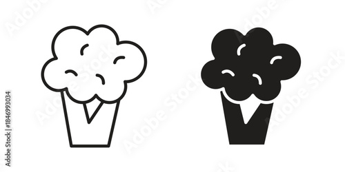 Cauliflower icon element in flat simple style. Thin stroke editable icons