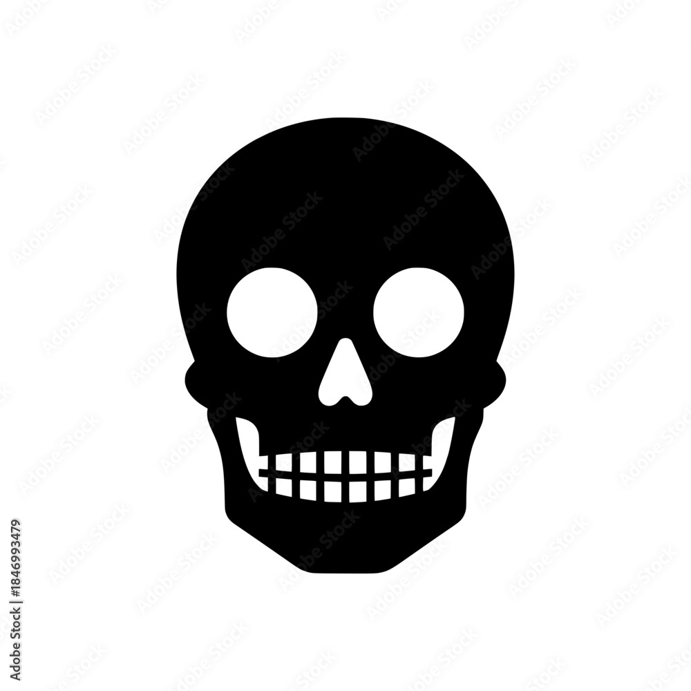 Fototapeta premium Human Skull Silhouette Icon Minimalist Dead Symbol