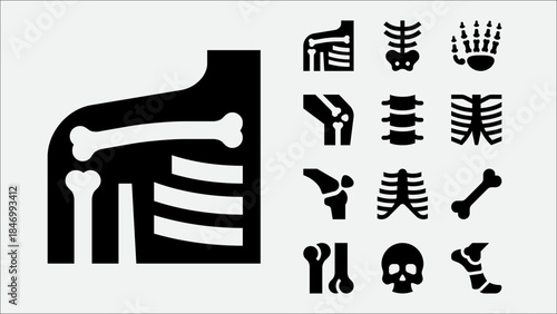 Human Bones and Skeleton Line Icons
