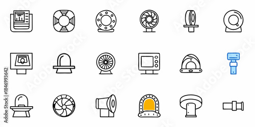 Medical imaging machine icons: MRI, CT scanner, X-ray, ultrasound machine