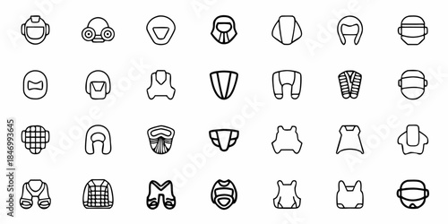 Martial arts icons: protective gear for boxing, karate, judo, and MMA combat