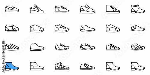 Vector icons showing different types of rock climbing shoes for outdoor adventure
