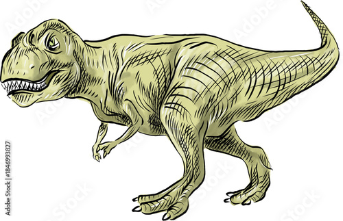 Stylized watercolor illustration of a Tyrannosaurus Rex.