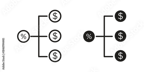 Commission icon element in flat simple style. Thin stroke editable icons