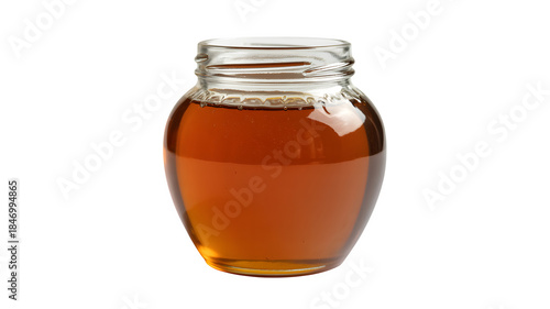 Glass Jar Filled with Golden Honey Isolated on transparent background 