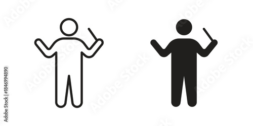 Conductor icon element in flat simple style. Thin stroke editable icons