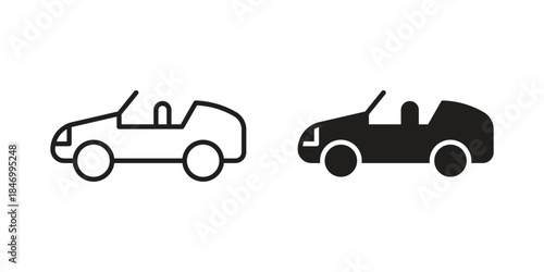 Convertible car icon element in flat simple style. Thin stroke editable icons