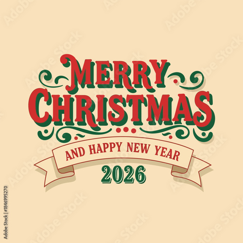 Merry christmas and happy new year 2026 greeting