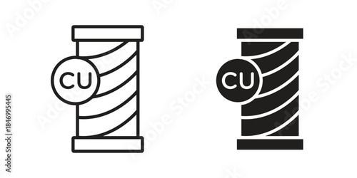 Copper icon element in flat simple style. Thin stroke editable icons