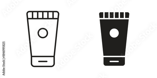 Cream tube icon element in flat simple style. Thin stroke editable icons