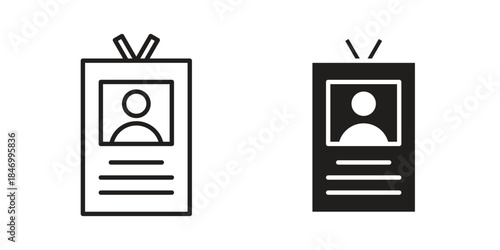 Credential icon element in flat simple style. Thin stroke editable icons