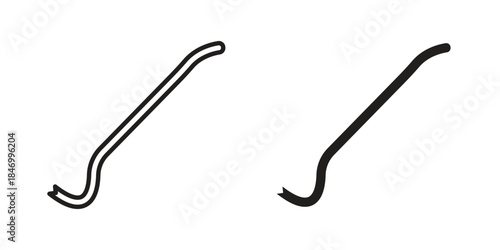 Crowbar icon element in flat simple style. Thin stroke editable icons