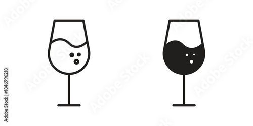 Cup of wine icon element in flat simple style. Thin stroke editable icons