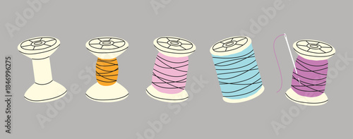 Thread on a grey background, vector illustration.