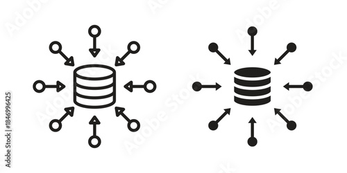 Data aggregation icon element in flat simple style. Thin stroke editable icons