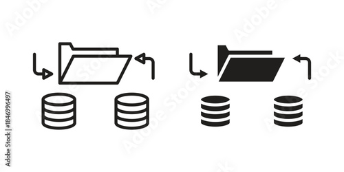 Data Migration icon element in flat simple style. Thin stroke editable icons
