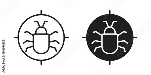 Debug icon element in flat simple style. Thin stroke editable icons