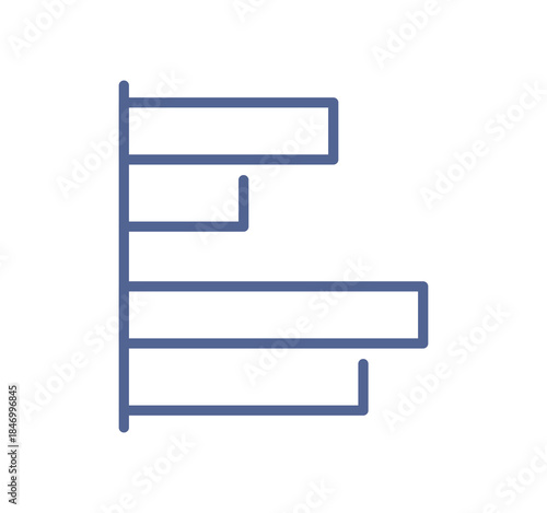 Horizontal bar chart icon showing data comparison, statistical analysis, category ranking, performance distribution and business reporting visualization line flat vector illustration.
