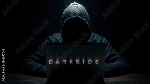 Shrouded Figure in Shadows: Darkside Inspired Threatening Hacking Concept