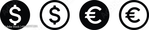 currency money euro four icon set business vector design