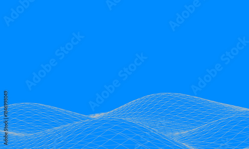Abstract Wireframe Wave Landscape on White Background, Futuristic Technology Grid Design. this design for adobe after effect, cad software, video editing software and others software