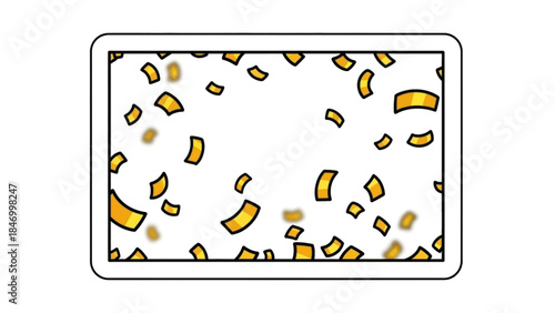 Tablet with golden confetti