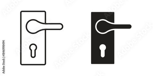 Doorknob icon element in flat simple style. Thin stroke editable icons