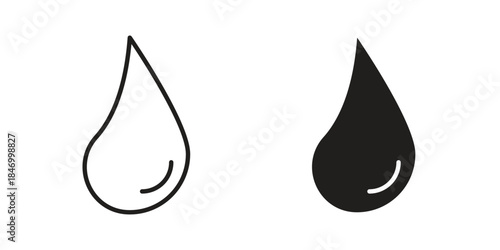 Drop icon element in flat simple style. Thin stroke editable icons