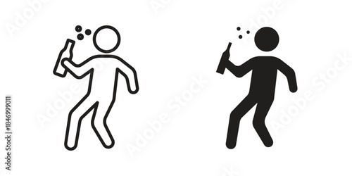 Drunk human icon element in flat simple style. Thin stroke editable icons