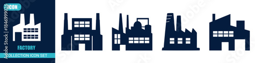 Modern factory icon set illustration
