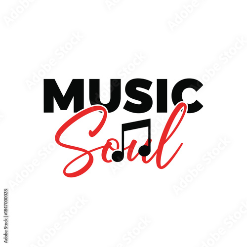 A logo featuring the word 'MUSIC' in bold black letters above 'Soul' in elegant red script with a musical note replacing the 'o'.