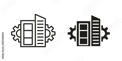Enterprise icon element in flat simple style. Thin stroke editable icons