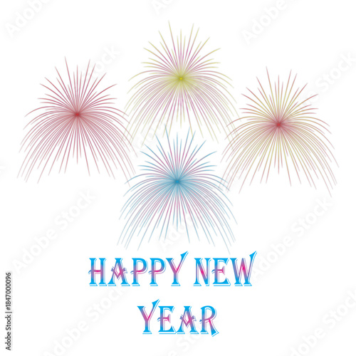 Colorful Fireworks Celebration Over The Text Happy New Year 2026 For New Year Party Imagery