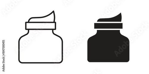 Facial cream icon element in flat simple style. Thin stroke editable icons