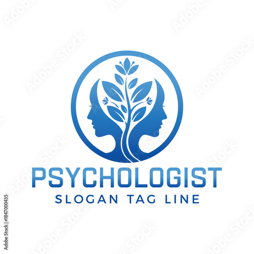 Professional psychologist logo with human and plant design