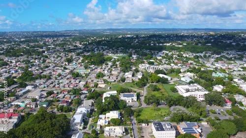 Hastings residential district aerial view near South Coast in village of Hastings, Christ Church, Barbados. 