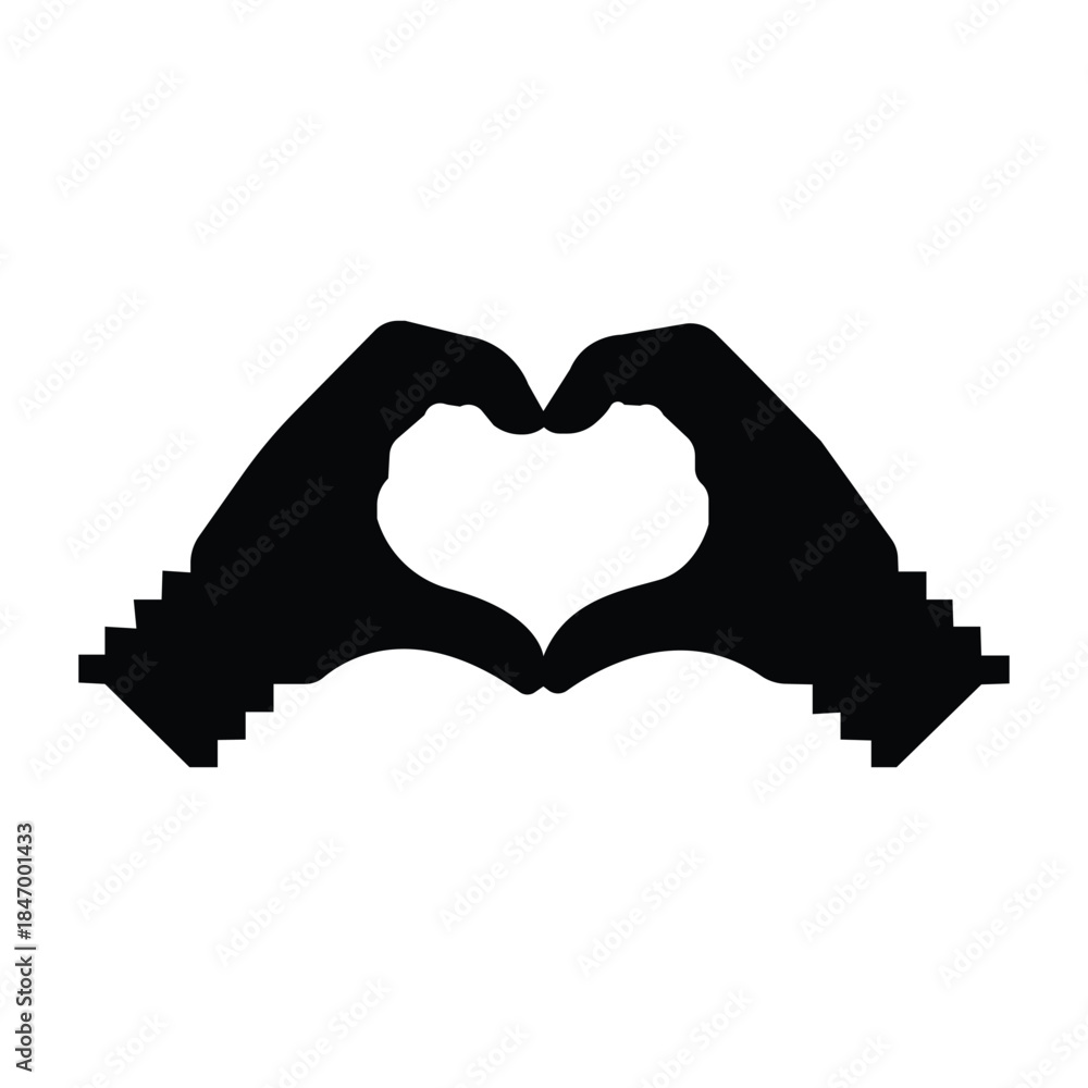 Obraz premium Heart shape love illustration icon sign vector design with hand holding a cloud concept silhouette