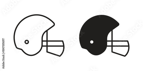 Football helmet icon element in flat simple style. Thin stroke editable icons